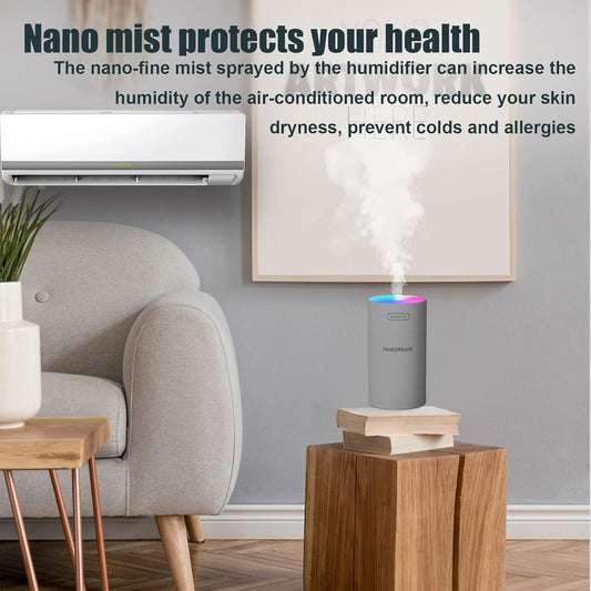 USB 7-Color Mini Humidifier,Portable Humidifiers,Small Humidifier Adjustable Spray Mode, Plant Humidifier Ultra-Quiet.Suitable for Cars,Bedrooms,Offices (Black)