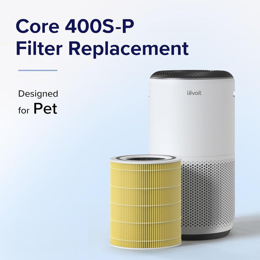 Genuine Core 400S-P Air Purifier Pet Allergy Replacement Filter, Supports HEPA Sleep Mode, High-Efficiency Activated Carbon for Removal of Pollen, Allergen, Core 400S-RF-PA, 1 Pack, Yellow