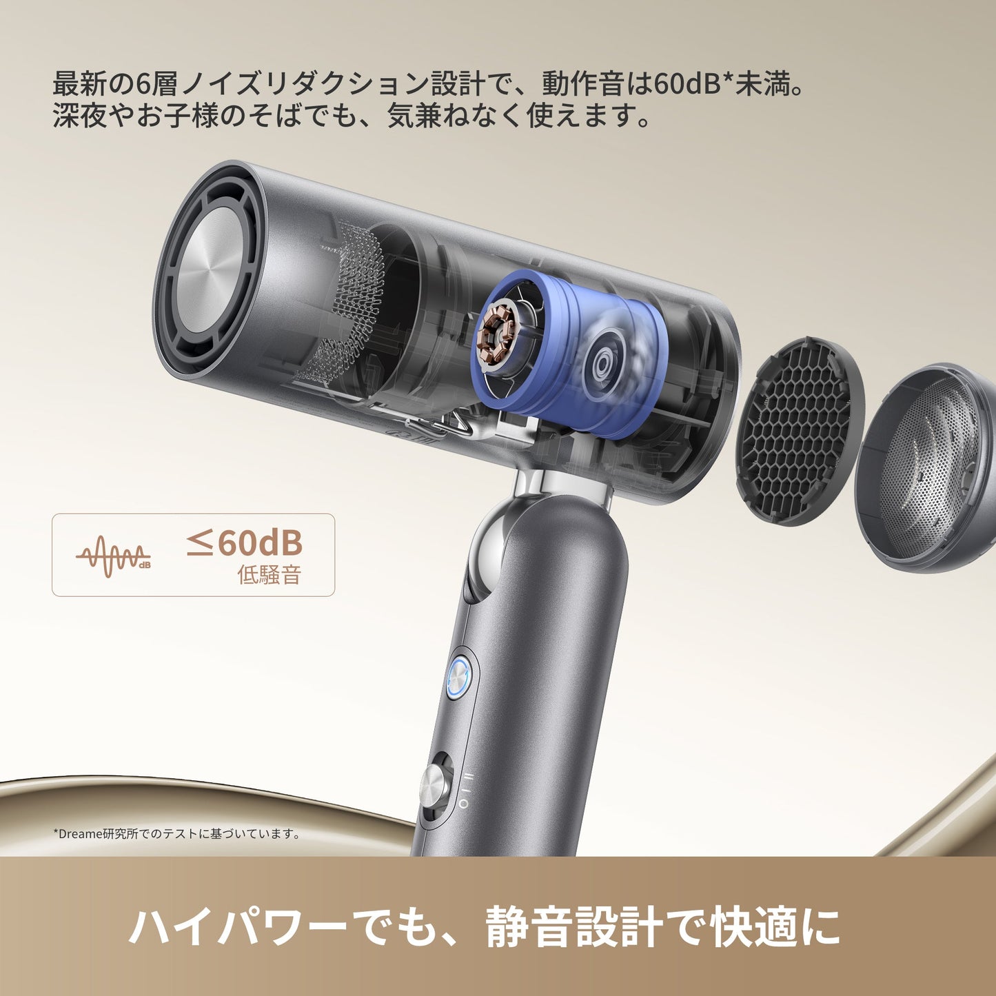 軽量300g 11万回転/分のモーター 3億個/cm³のプラチナマイナスイオン