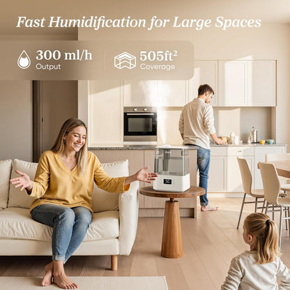 Humidifiers for Bedroom Large Room Home, (6L) Cool Mist Top Fill Essential Oil Diffuser for Baby & Plants, Smart App & Voice Control, Rapid Humidification & Auto Mode - Quiet Sleep Mode, Gray