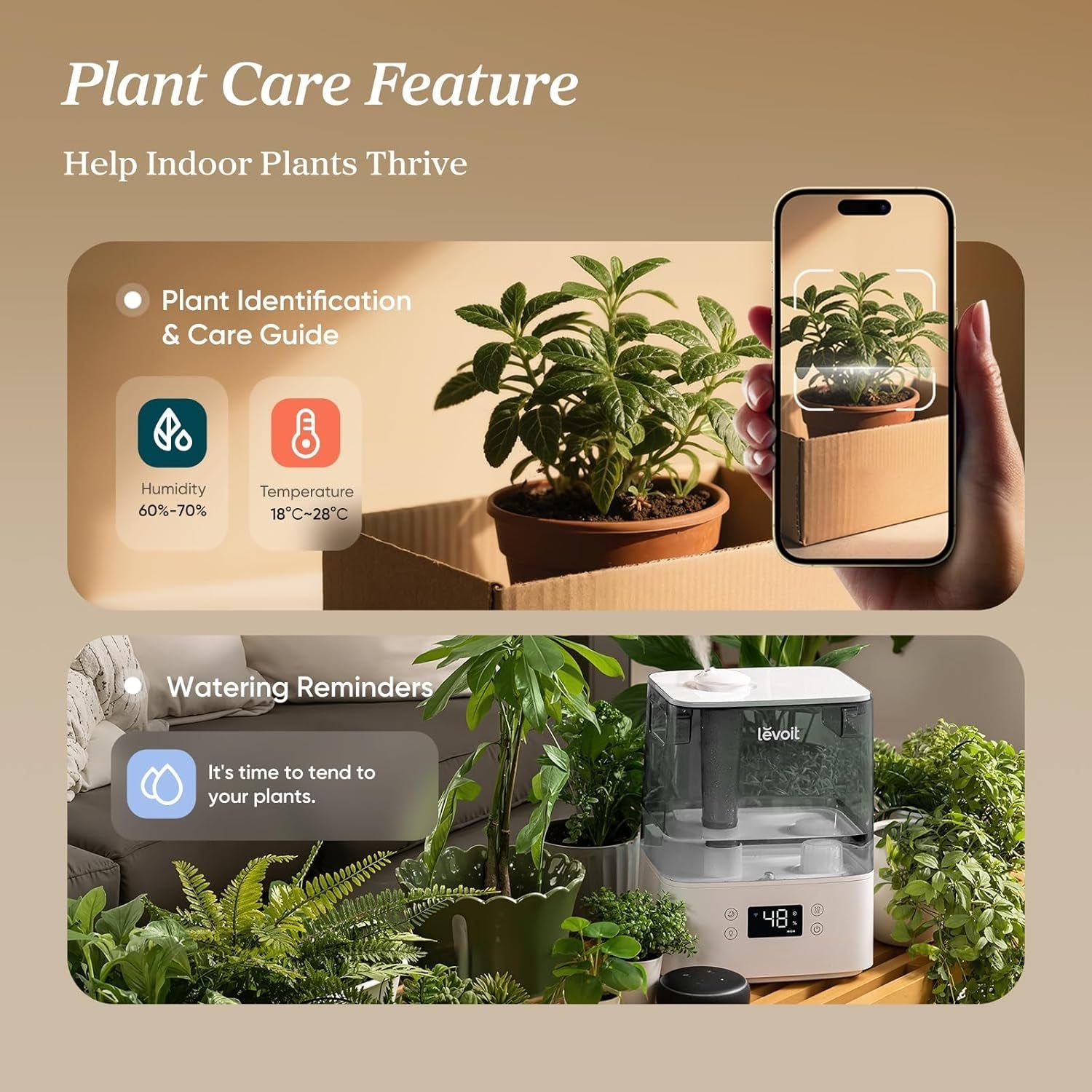 Humidifiers for Bedroom Large Room Home, (6L) Cool Mist Top Fill Essential Oil Diffuser for Baby & Plants, Smart App & Voice Control, Rapid Humidification & Auto Mode - Quiet Sleep Mode, Gray