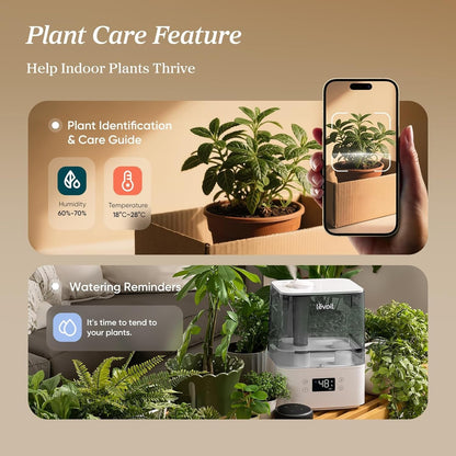 Humidifiers for Bedroom Large Room Home, (6L) Cool Mist Top Fill Essential Oil Diffuser for Baby & Plants, Smart App & Voice Control, Rapid Humidification & Auto Mode - Quiet Sleep Mode, Gray