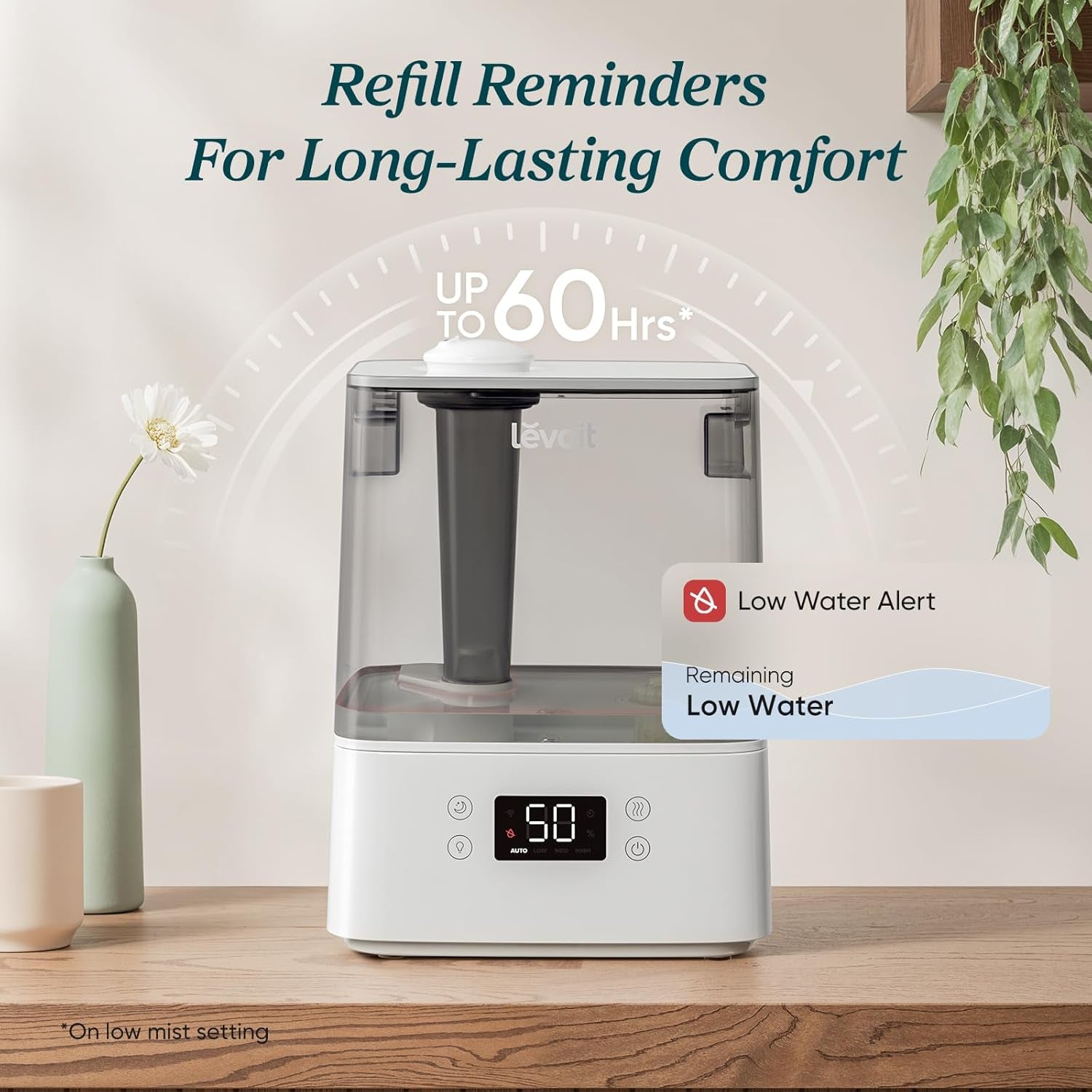 Humidifiers for Bedroom Large Room Home, (6L) Cool Mist Top Fill Essential Oil Diffuser for Baby & Plants, Smart App & Voice Control, Rapid Humidification & Auto Mode - Quiet Sleep Mode, Gray