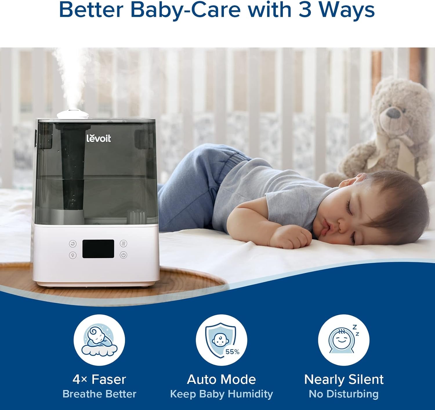 Humidifiers for Bedroom Large Room Home, (6L) Cool Mist Top Fill Essential Oil Diffuser for Baby & Plants, Smart App & Voice Control, Rapid Humidification & Auto Mode - Quiet Sleep Mode, Gray