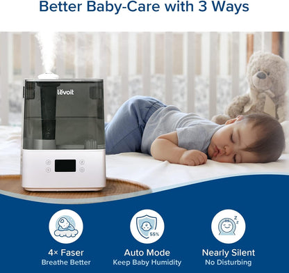 Humidifiers for Bedroom Large Room Home, (6L) Cool Mist Top Fill Essential Oil Diffuser for Baby & Plants, Smart App & Voice Control, Rapid Humidification & Auto Mode - Quiet Sleep Mode, Gray