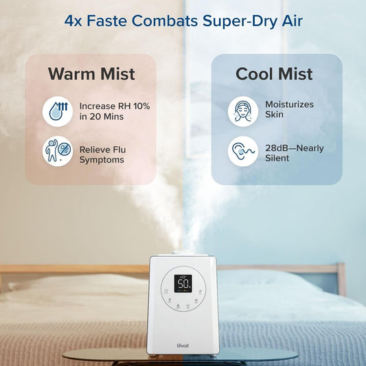 LV600S Smart Warm and Cool Mist Humidifiers for Home Bedroom Large Room, (6L) 753Ft² Coverage, Quickly & Evenly Humidify Whole House, Easy Top Fill, App & Voice Control - Quiet Sleep Mode