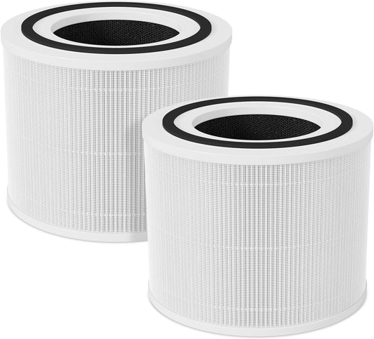 2-Pack Core 300 Replacement Filter Compatible with LEVOIT Core 300 and Core 300S Air Purifier, H13 True HEPA & Activated Carbon, Replace Core300-Rf, White