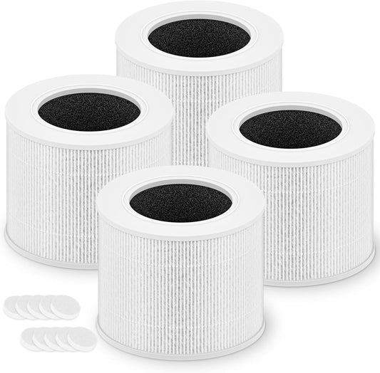 Core Mini Replacement Filter for LEVOIT Core Mini and Core Mini-P Air Purifier, 3-In-1 H13 Grade True HEPA and High-Efficiency Activated Carbon, Core Mini-Rf, 4 Filter & 10 Fragrance Sponge